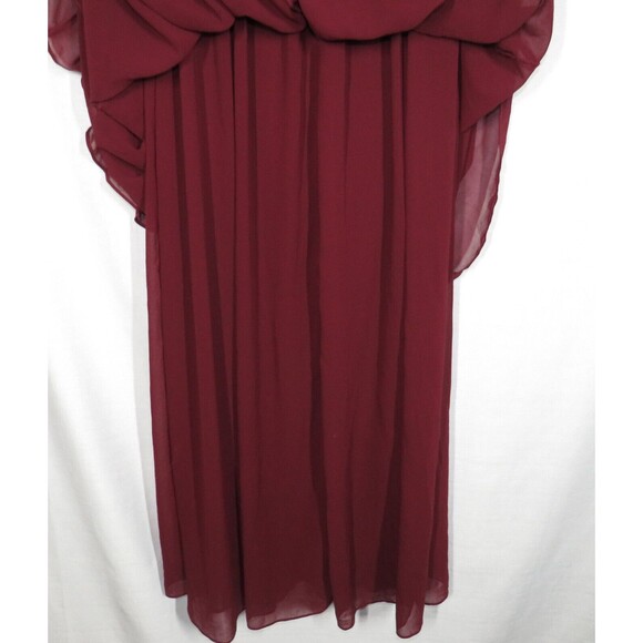 Lulus Love and Be Loved Burgundy Strapless Chiffon Flowy Maxi Dress Size S - Picture 7 of 9